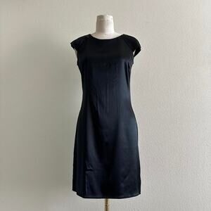 Club Monaco black satin silk blend mini dress